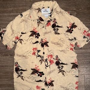 2 Palms Men's Casual Hawaiian Shirt - Cream and Red